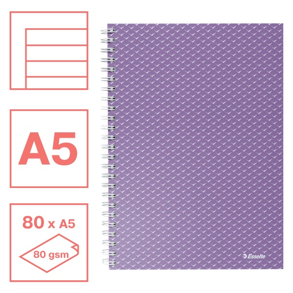 Esselte ColourBreeze A5 vonalas levendula spirálfüzet