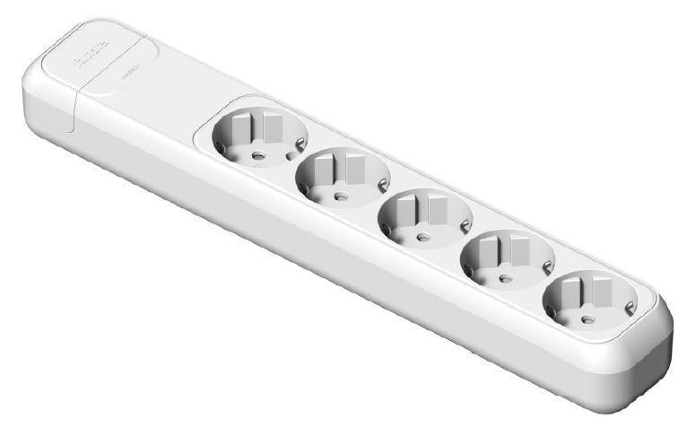 FAMATEL 2505 fehér 16A-250V ötös földelt szerelhető elosztó