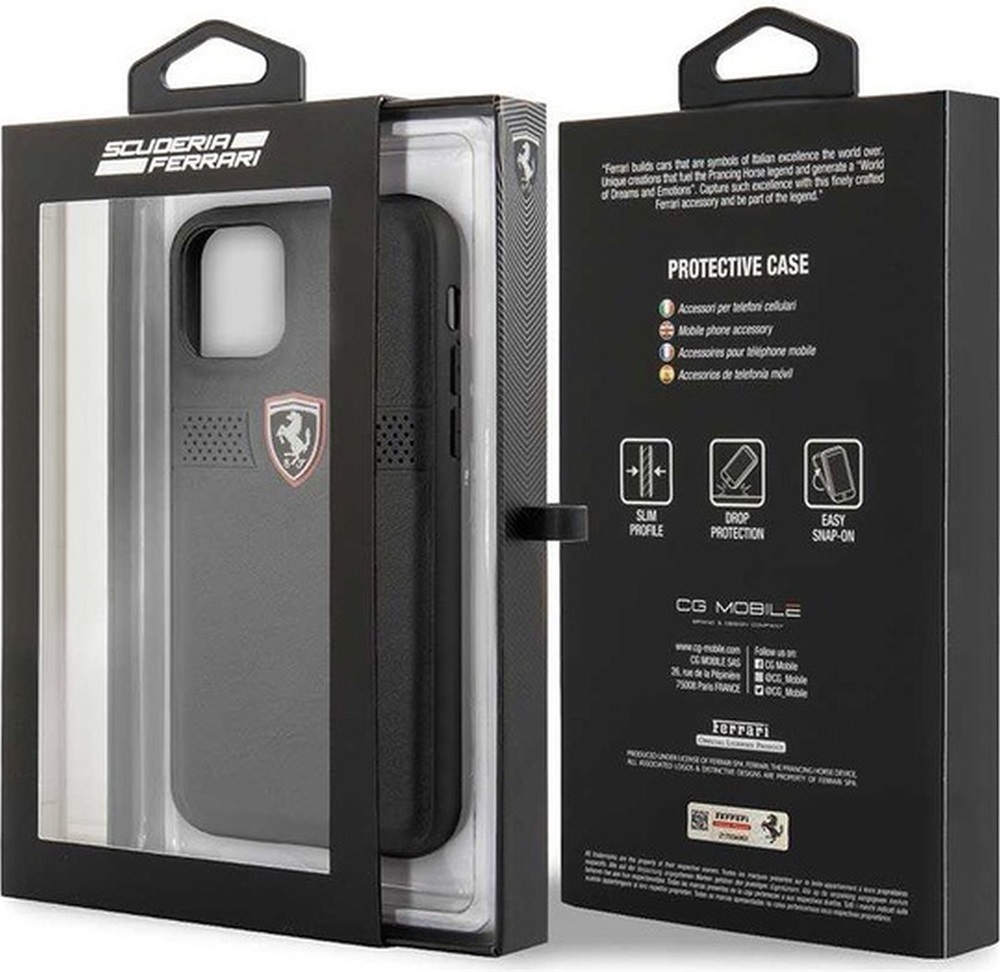 FERRARI Off Track iPhone 11 Pro fekete szemcsés bőr hátlap