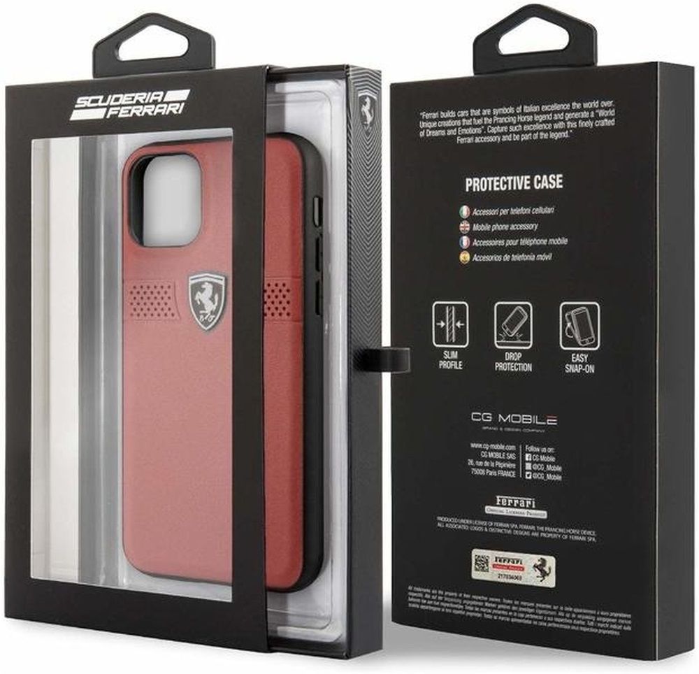 FERRARI Off Track iPhone 11 Pro piros szemcsés bőr hátlap