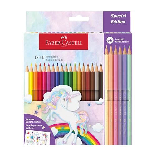 Faber-Castell Unikornis 18+6 db hatszögletű színesceruza készlet matricával