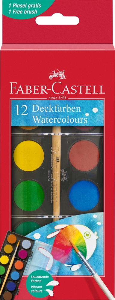 Faber-Castell 24 mm 12 színű vízfesték készlet ecsettel