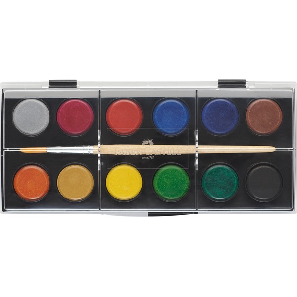 Faber-Castell 24 mm 12 színű vízfesték készlet ecsettel