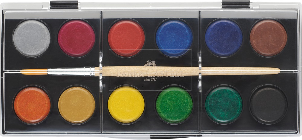 Faber-Castell 24 mm 12 színű vízfesték készlet ecsettel
