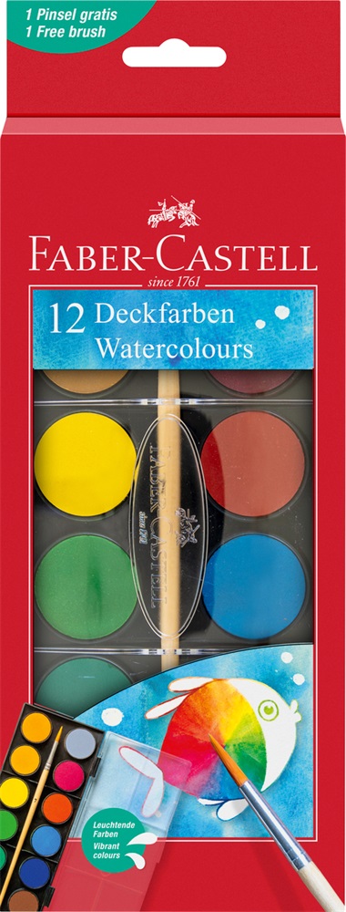 Faber-Castell 30 mm 12 színű vízfesték készlet ecsettel