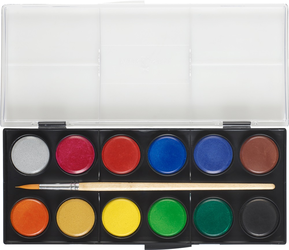 Faber-Castell 30 mm 12 színű vízfesték készlet ecsettel