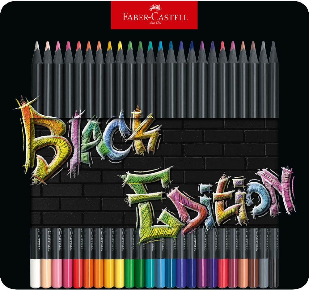 Faber-Castell Black Edition 24 db-os klt fekete test fém dobozban színes ceruza készlet