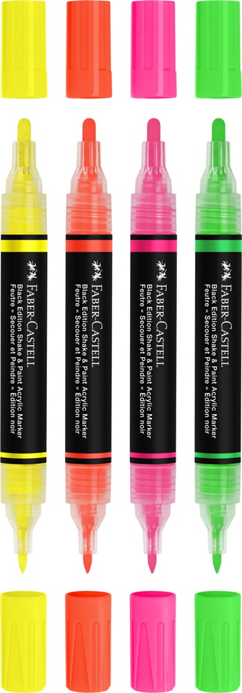 Faber-Castell Black Edition Shake&Paint Neon 4 db kétvégű akrilfilctoll készlet