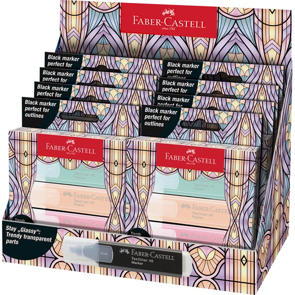 Faber-Castell Glassy 4 db-os pasztell+fekete szövegkiemelő készlet