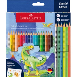 Faber-Castell Grip Dinoszaurusz 18+6 db háromszögletű színesceruza készlet
