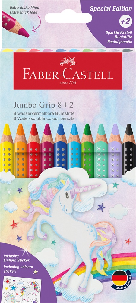 Faber-Castell Grip Jumbo Unikornis 8+2 db háromszögletű színesceruza készlet
