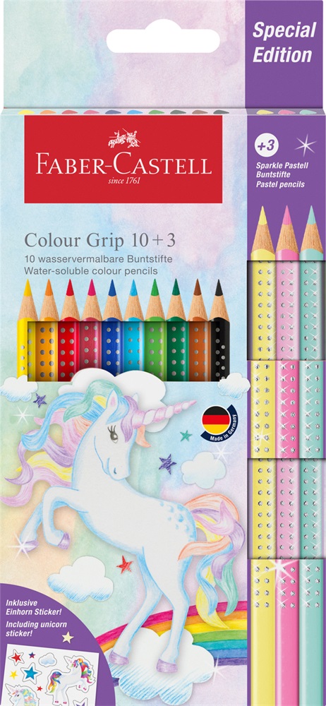 Faber-Castell Grip 2100 Unikornis 10+3 db háromszögletű színesceruza készlet