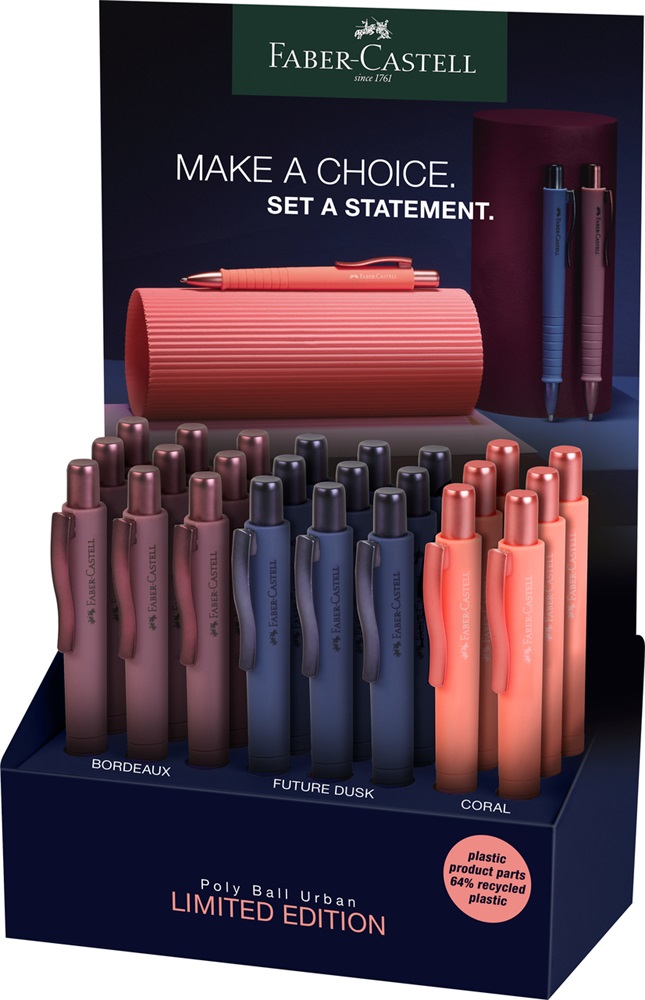 Faber-Castell Poly Ball Urban XB-kék írásszín korallpiros golyóstoll