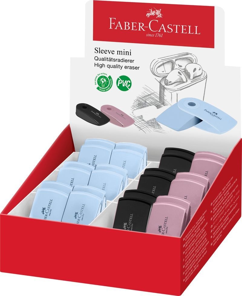 Faber-Castell SLEEVE  mini, színes radír műanyag tartóban