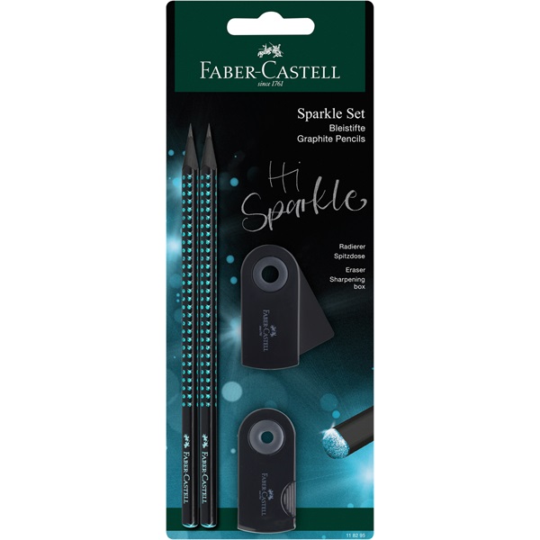 Faber-Castell Sparkle Midnight B 4 db háromszögletű fekete/óceánkék grafitceruza szett