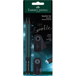 Faber-Castell Sparkle Midnight B 4 db háromszögletű fekete/óceánkék grafitceruza szett