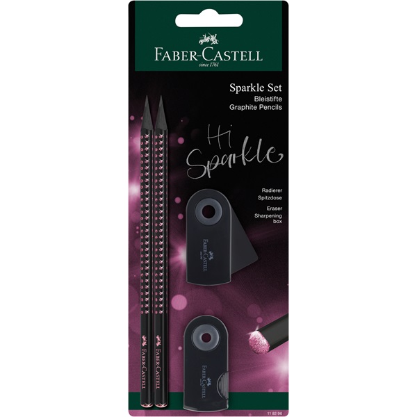 Faber-Castell Sparkle Midnight B 4 db háromszögletű fekete/rózsa grafitceruza szett