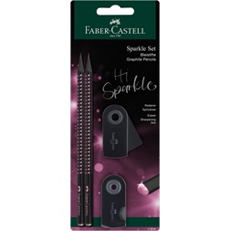 Faber-Castell Sparkle Midnight B 4 db háromszögletű fekete/rózsa grafitceruza szett