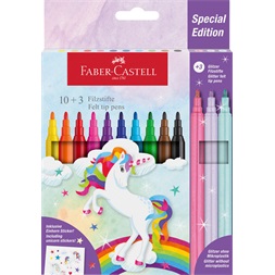 Faber-Castell Unikornis 10+3 db filctoll készlet, glitteres matricával