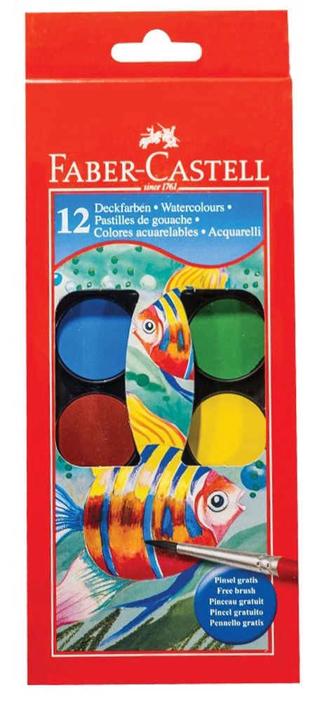 Faber-Castell 30 mm 12 színű vízfesték készlet ecsettel