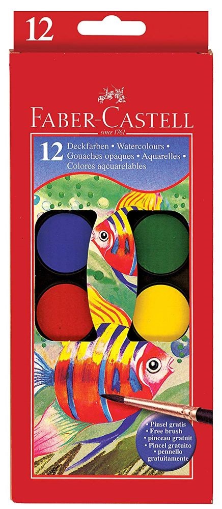 Faber-Castell 30 mm 12 színű vízfesték készlet ecsettel