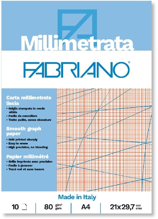 Fabriano A4 80g 10lapos milliméterpapír tömb
