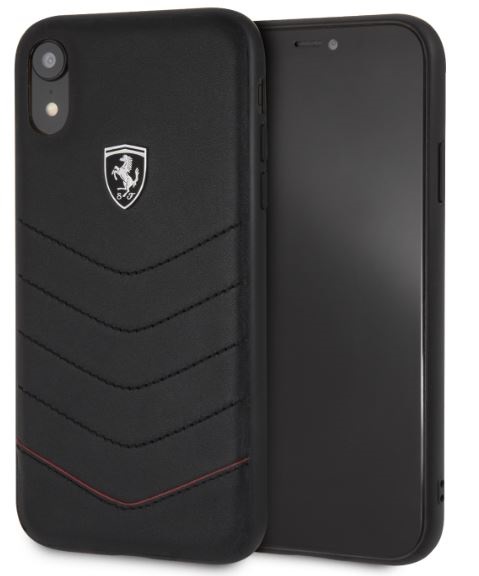 Ferrari Heritage iPhone XR fekete tűzdelt/kemény bőr tok