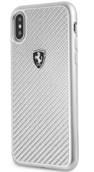 Ferrari Heritage iPhone X/XS ezüst kemény/valódi karbon tok