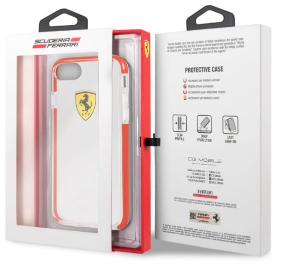 Ferrari iPhone 7 átlátszó/piros fényes hátlap