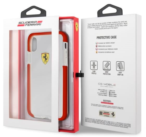 Ferrari iPhone X átlátszó/piros kemény fényes hátlap