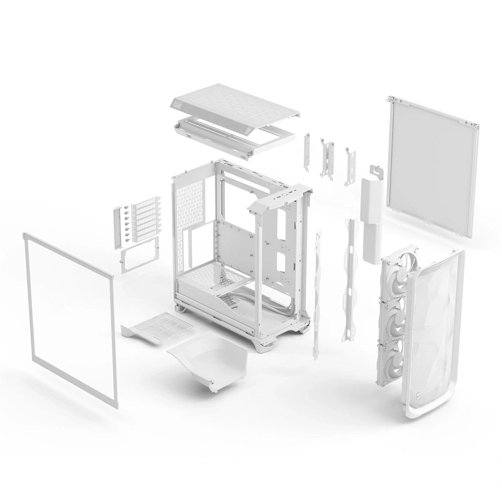 Fractal Design Meshify 3 fehér (táp nélküli) ablakos ATX ház