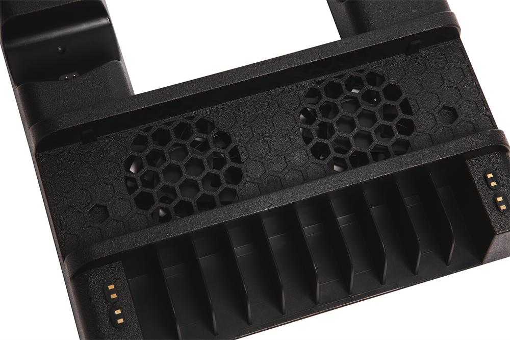 FroggieX FX-P4-C3-B Cooling Charging Stand & Storage PS4 fekete konzol hűtő + töltőállomás + lemez tartó