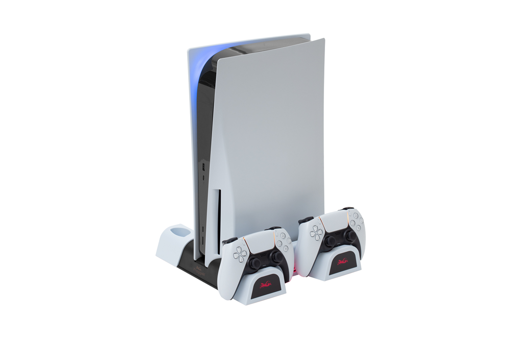 FroggieX FX-P5-C3-W Cooling Charging Stand & Storage PS5 konzol hűtő + dual töltőállomás + lemez tartó