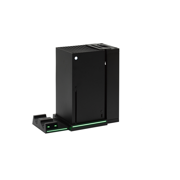 FroggieX FX-XS-C1-B Xbox Series X | S fekete konzol hűtő + dual töltőállomás + lemez tartó