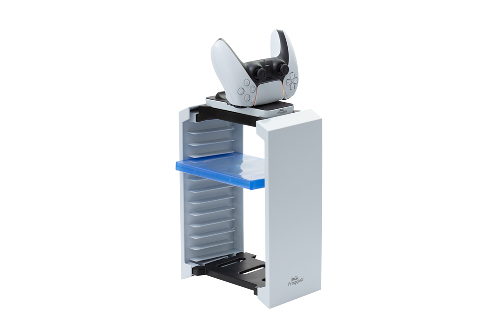 FroggieX FX-P5-C2-W Docking Charge and Storage PS5 dual fehér töltőállomás + lemez tartó állvány