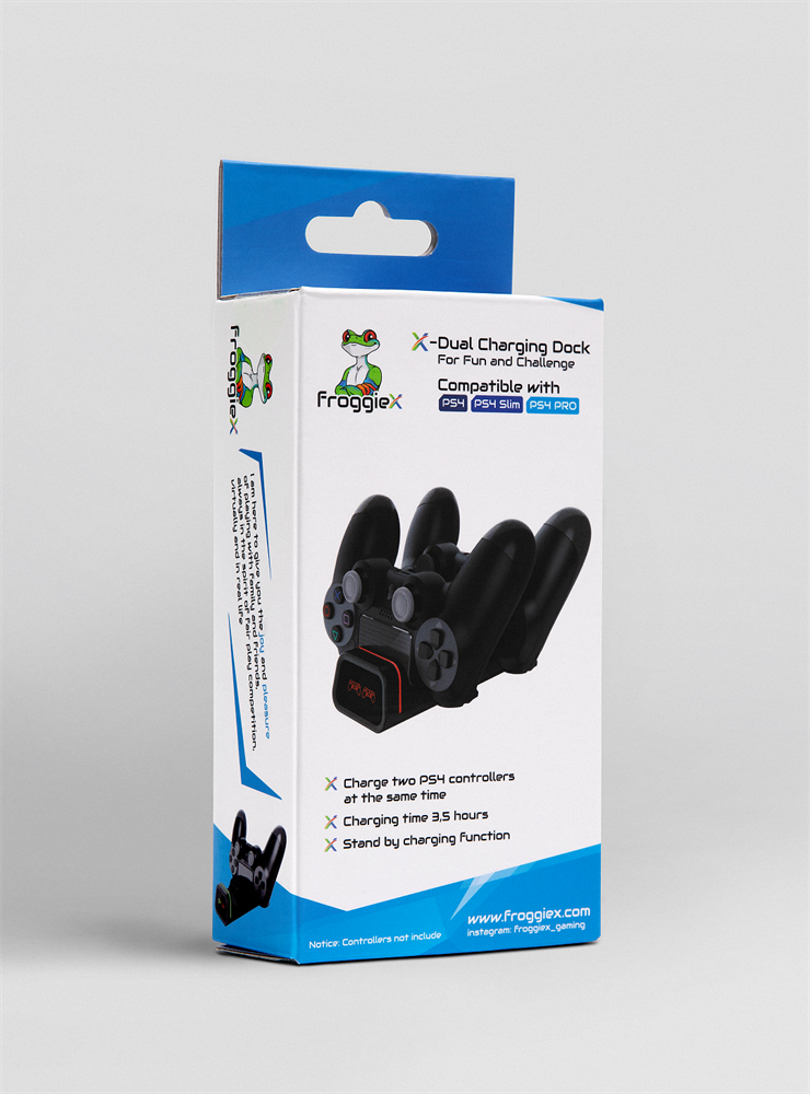 FroggieX FX-P4-C2-B Dual Charging Dock PS4 fekete töltőállomás