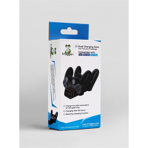 FroggieX FX-P4-C2-B Dual Charging Dock PS4 töltőállomás (Újracsomagolt)
