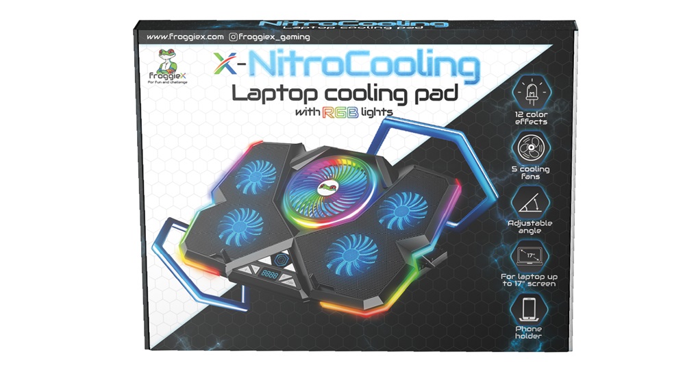 FroggieX FX-PC-P1-BL NitroCooling notebook hütőpad telefontartóval