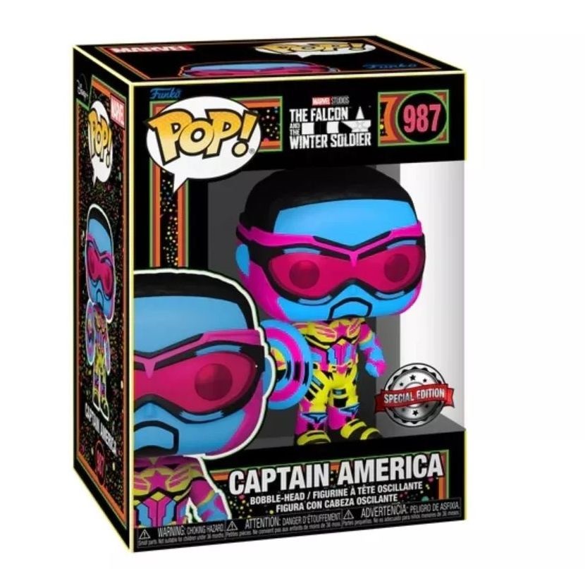 Funko POP! (987) Marvel: The Falcon and The Winter Soldier - Captain America (Blacklight) figura