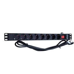 GEMBIRD PDU, Rack Mount (1U), C14, 8x Schuko, 3m