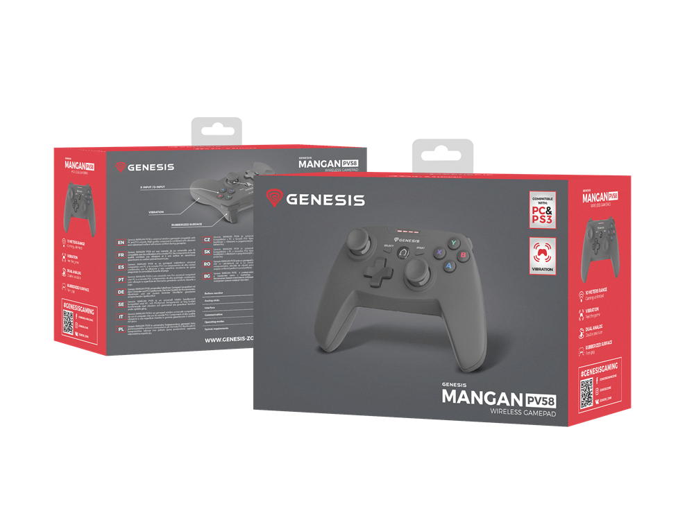 Genesis NJG-0692 PV58 PS3/PC vezeték nélküli fekete kontroller