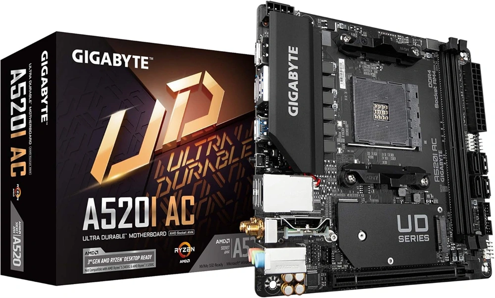 GIGABYTE Alaplap AM4 A520I AC AMD A520, mini-ITX