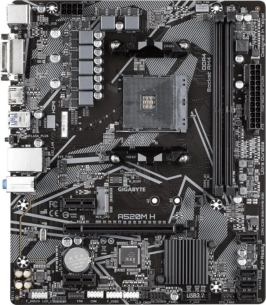 GIGABYTE Alaplap AM4 A520M H AMD A520, mATX