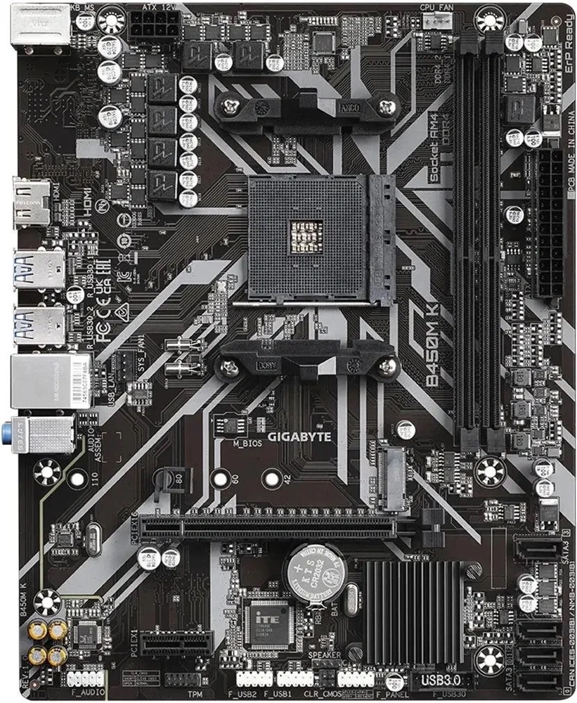 GIGABYTE Alaplap AM4 B450M K AMD B450, mATX
