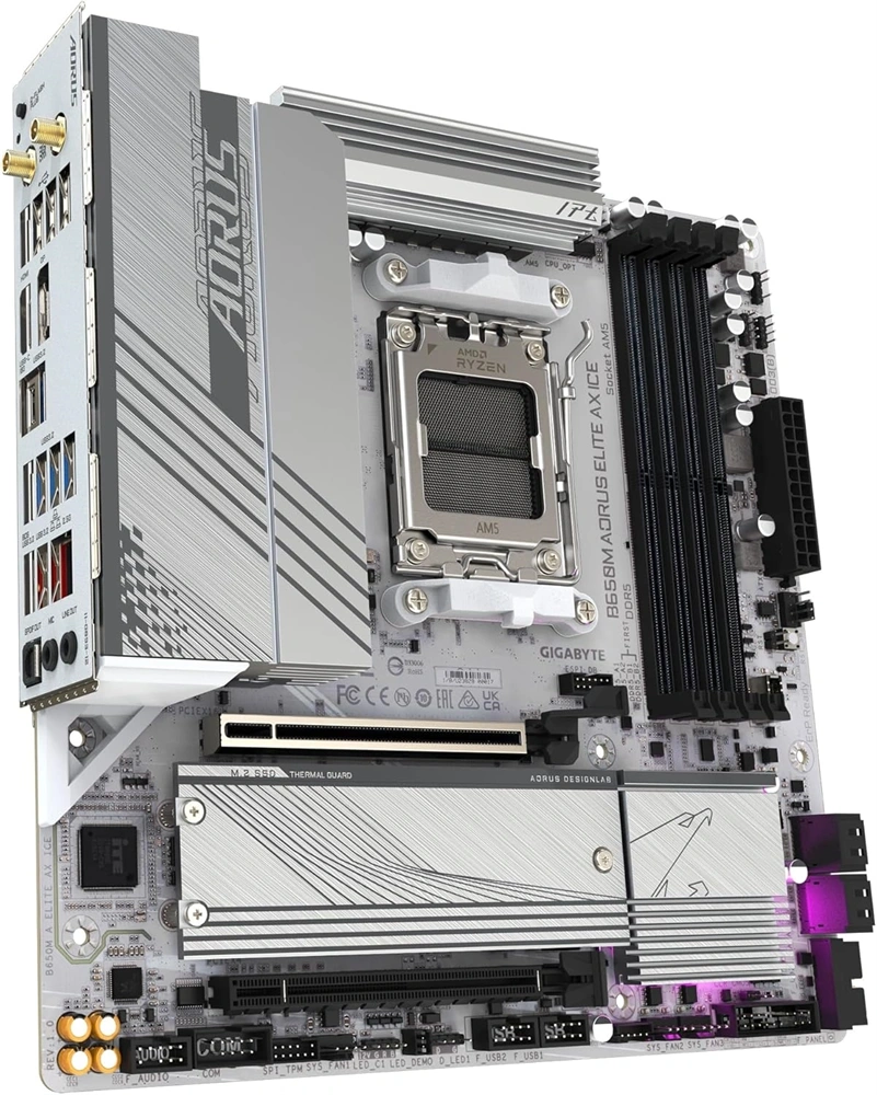 GIGABYTE Alaplap AM5 B650M AORUS ELITE AX ICE AMD B650, mATX