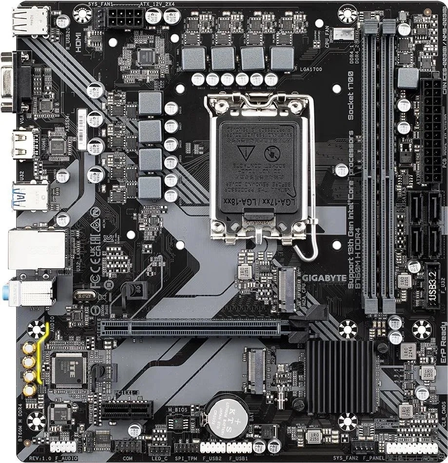 GIGABYTE Alaplap S1700 B760M H DDR4 INTEL B760, ATX