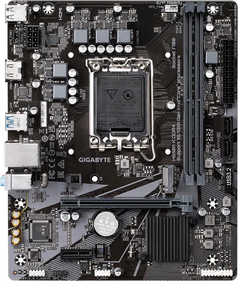 GIGABYTE Alaplap S1700 H610M K DDR4 INTEL H610, mATX