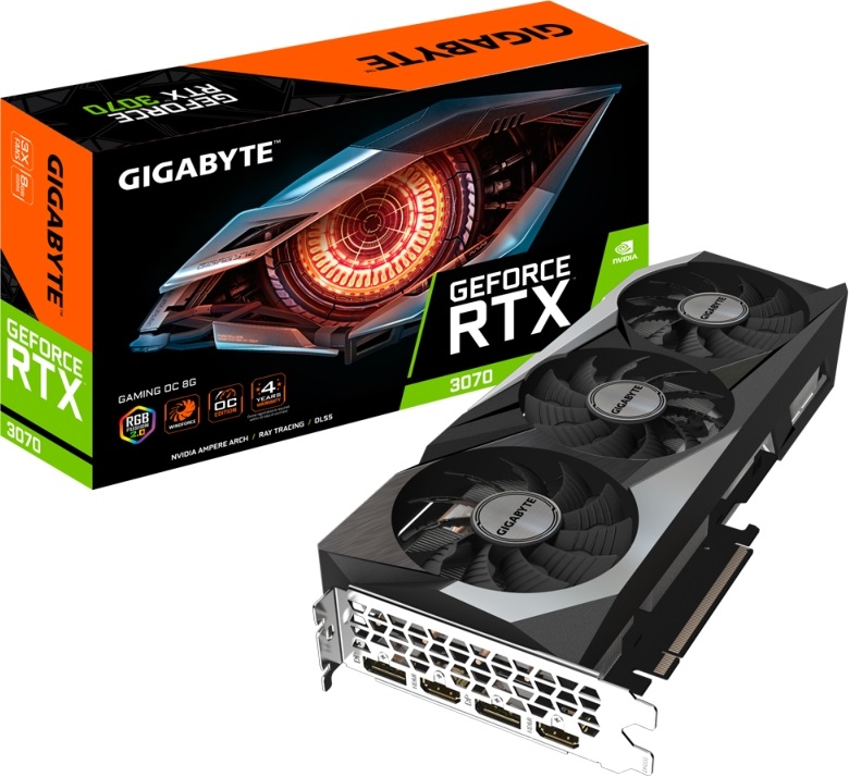 GIGABYTE GV-N3070GAMING OC-8GD nVidia 8GB GDDR6 256bit PCIe videokártya