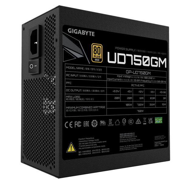GIGABYTE Tápegység 750W 80+ Gold moduláris