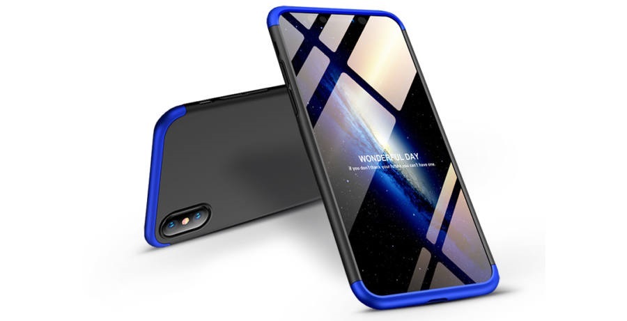 GKK GK0279 360 Full Protection 3in1 iPhone XS Max fekete/kék hátlap